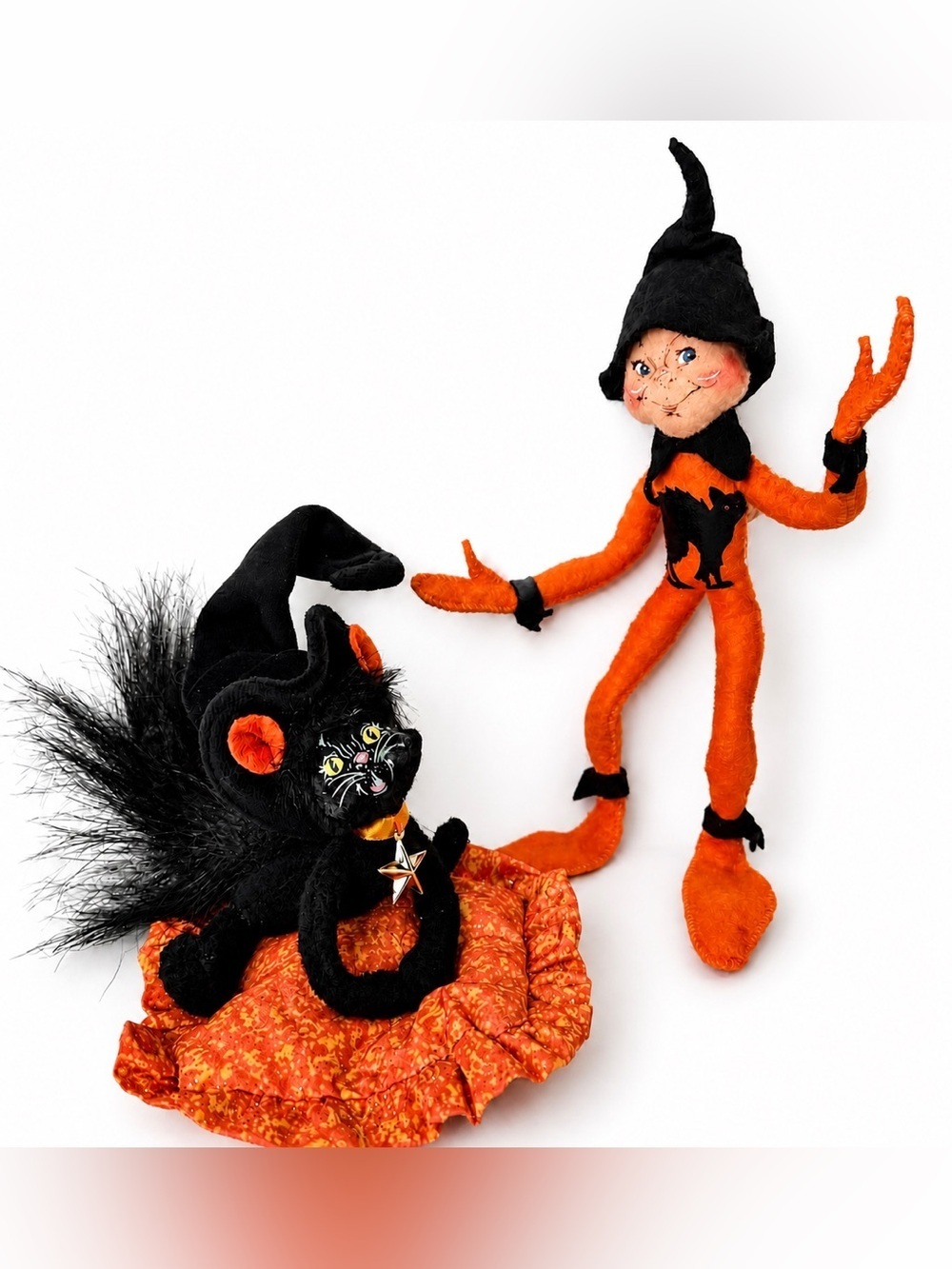 Annalee Moonlight Witch Cat & Halloween Elf Set Vintage 2003 & 2009 - Picture 2 of 12
